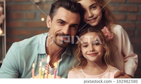 Child's birthday party, family celebrating birthday, family, parent and child (Generative AI) Child's birthday party, family celebrating birthday, family, parent and child (Generative AI) 102982380