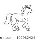 Vector illustration of horse isolated on white background. For kids coloring book. 102982424