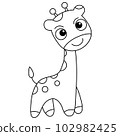 Cute giraffe animal cartoon illustration vector, for kids coloring book. 102982425
