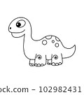 Cute dinosaur cartoon illustration vector, for kids coloring book. 102982431