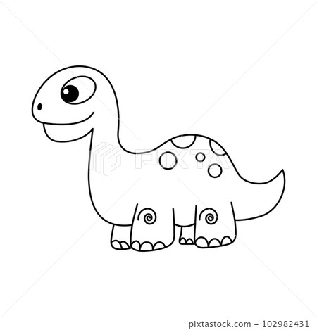 Cute dinosaur cartoon illustration vector, for kids coloring book. 102982431