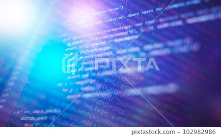 Python code computer screen. Mobile application design Concept. 102982986
