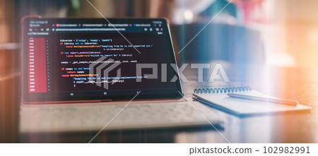 Programmer working on computer code, developer of software applications and IT Programmer working on computer code, developer of software applications and IT 102982991