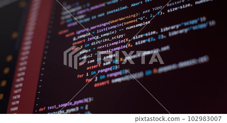 Computer script. Mobile app developer. Programmer developer screen. 102983007