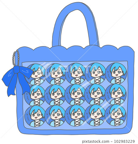 IT MICHAA [イミシャ] Ribbon Brooch Knitting Bag Aooshi Ita bag with ribbon charm - Stock Illustration