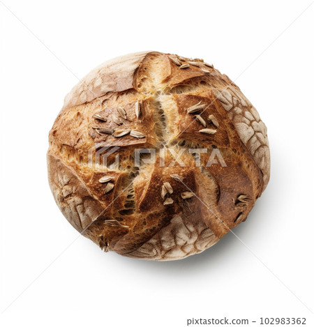 Pan de Campagne (Pain de Campagne) Bird's-eye view White background AI-generated image Generative AI 102983362