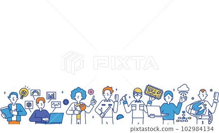 Illustration set B of men who work in science Illustration set B of men who work in science 102984134