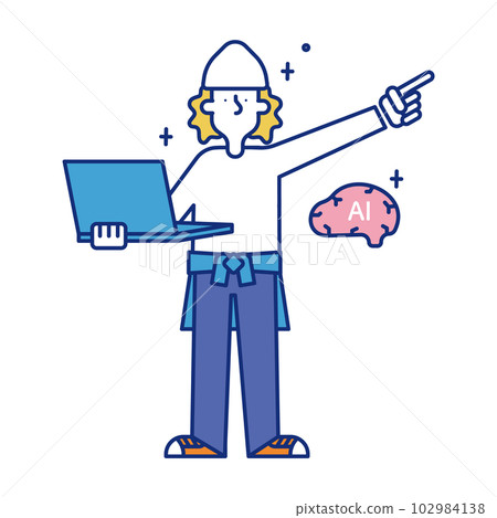 作為 AI 工程師工作的人的插圖 102984138