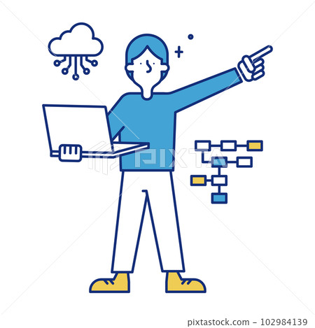一名男子接受數據科學家工作的插圖 102984139
