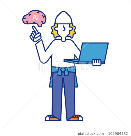 作為 AI 工程師工作的人的插圖 102984282