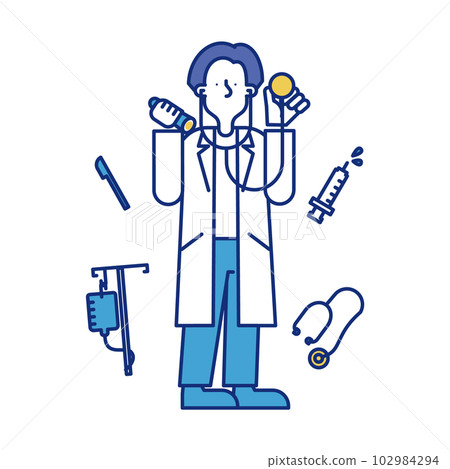Illustration of a man in the medical profession Illustration of a man in the medical profession 102984294