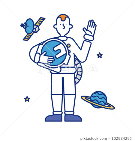 Illustration of a man getting a job as an astronaut Illustration of a man getting a job as an astronaut 102984295