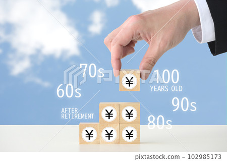 Image of saving money for the 100-year life era Image of saving money for the 100-year life era 102985173
