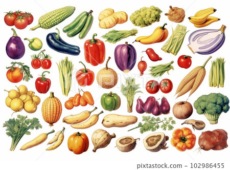 各種蔬菜混搭的插圖 各種蔬菜混搭的插圖 102986455