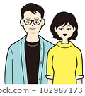 Illustration of a couple facing the front (color) 102987173