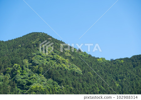 藍藍的天空和山脈的形象 102988314