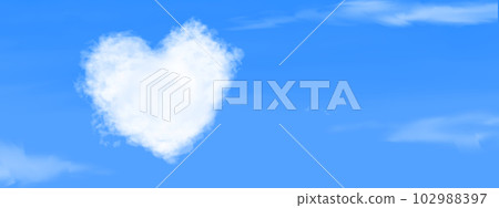 Blue sky with heart-shaped clouds Horizontally long Blue sky with heart-shaped clouds Horizontally long 102988397