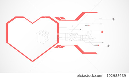 white red heart technology valentine background abstract. technology with line ,digital, heart, dot, hi-tech, valentine concept , vector. heart technological for valentine day, background, web banner. 102988689