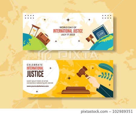 World Day for International Justice Horizontal Banner Illustration Cartoon Hand Drawn Templates Background 102989351