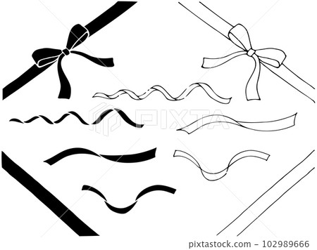 Simple black and white ribbons that can be used for wrapping and frames Monochrome hand-drawn line drawing materials Simple black and white ribbons that can be used for wrapping and frames Monochrome hand-drawn line drawing materials 102989666