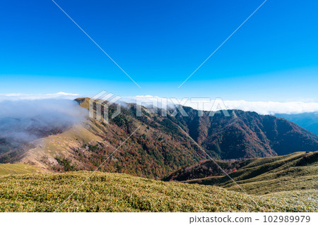 【日本名山100】從大井次郎看到的晨霧中的劍山和一之森 2 三好市、美馬市、德島縣中郡中町 【日本名山100】從大井次郎看到的晨霧中的劍山和一之森 2 三好市、美馬市、德島縣中郡中町 102989979