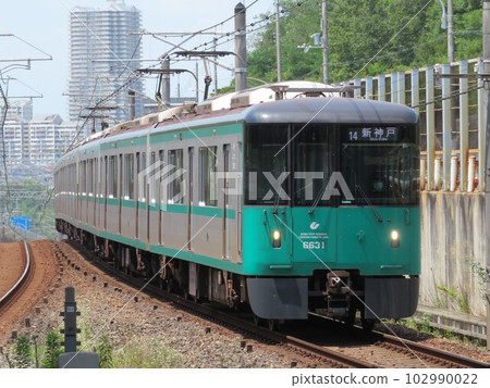 神戶電車神戶市交通局6000型進入西陣南站 神戶電車神戶市交通局6000型進入西陣南站 102990022