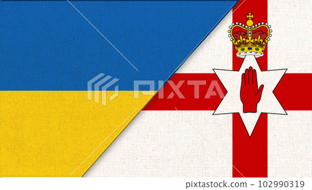 Flags of Ukraine and Northern Ireland. Illustration of two Flags Together Flags of Ukraine and Northern Ireland. Illustration of two Flags Together 102990319