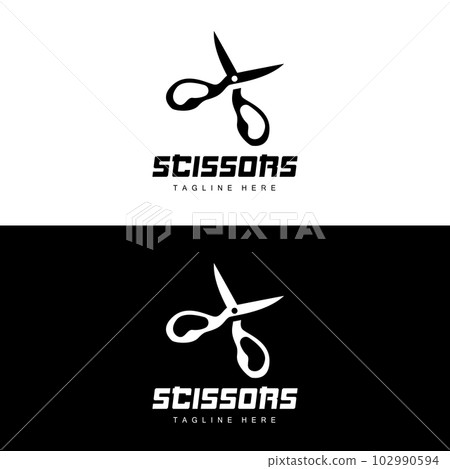 Scissors Logo, Cutting Tools Vector, Barbershop Razor Scissors Simple Design, Illustration Template Icon 102990594