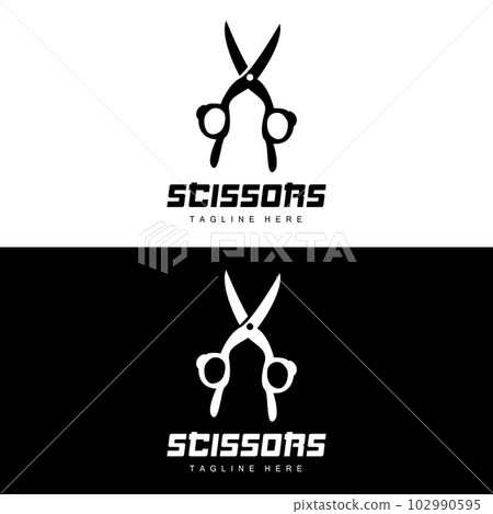 Scissors Logo, Cutting Tools Vector, Barbershop Razor Scissors Simple Design, Illustration Template Icon 102990595