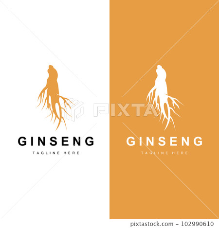 Ginseng Logo, Herbal Plant Vector, Natural Herbal Medicine, Ginseng Herbal Drink Icon 102990610