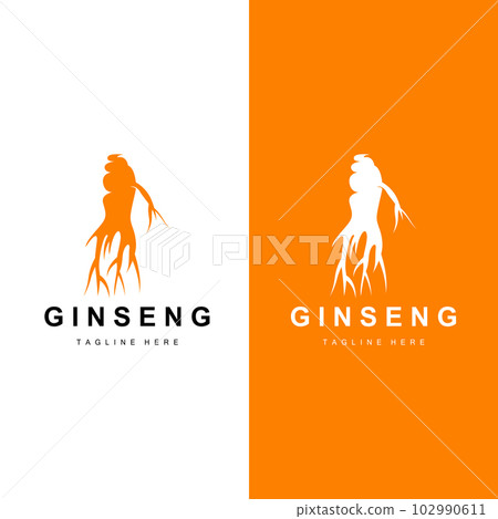 Ginseng Logo, Herbal Plant Vector, Natural Herbal Medicine, Ginseng Herbal Drink Icon 102990611