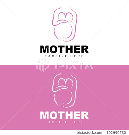 Pregnant Logo, Mom And Baby Health Care Design, Pregnant And Baby Medicine Brand Icon Vector 102990780