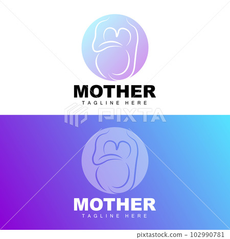 Pregnant Logo, Mom And Baby Health Care Design, Pregnant And Baby Medicine Brand Icon Vector 102990781
