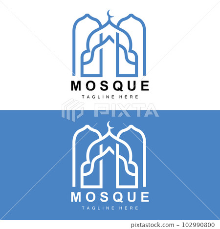 Mosque Logo, Islamic Worship Design, Eid Al Fitr Mosque Building Vector Icon Template, Ramadan, Eid Al Adha 102990800