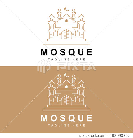 Mosque Logo, Islamic Worship Design, Eid Al Fitr Mosque Building Vector Icon Template, Ramadan, Eid Al Adha 102990802