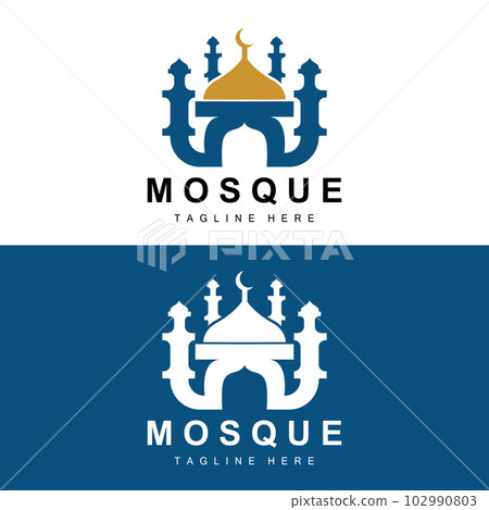 Mosque Logo, Islamic Worship Design, Eid Al Fitr Mosque Building Vector Icon Template, Ramadan, Eid Al Adha 102990803