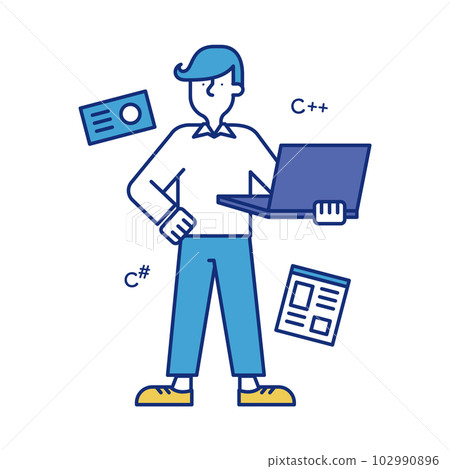 A man who finds a job as an IT engineer A man who finds a job as an IT engineer 102990896