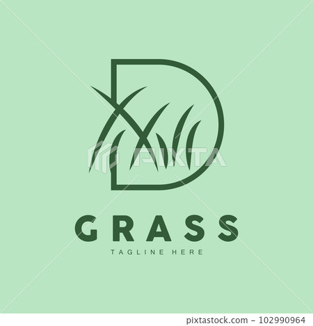 Green Grass Logo Design, Farm Landscape Illustration, Natural Scenery Vector 102990964