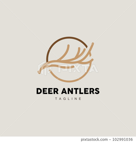 Deer Horn Logo, Animal Vector, Minimalist Simple Design, Illustration Symbol Icon 102991036