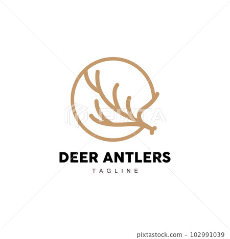 Deer Horn Logo, Animal Vector, Minimalist Simple Design, Illustration Symbol Icon 102991039