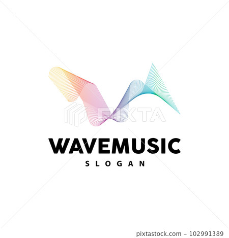 Music Wave Logo, Simple Elegant Gradient Line Design, Music Equalizer Vector, Symbol Template Icon 102991389
