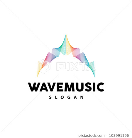 Music Wave Logo, Simple Elegant Gradient Line Design, Music Equalizer Vector, Symbol Template Icon 102991396