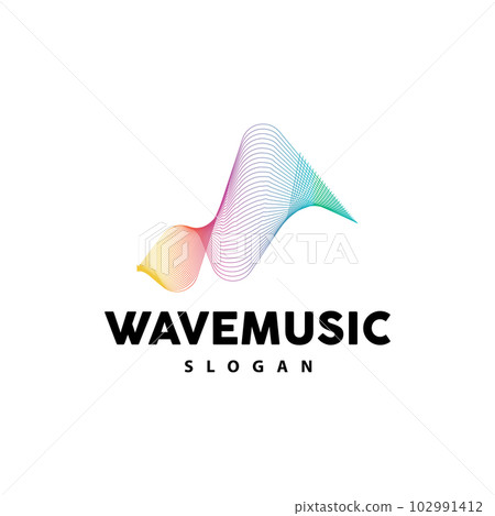 Music Wave Logo, Simple Elegant Gradient Line Design, Music Equalizer Vector, Symbol Template Icon 102991412