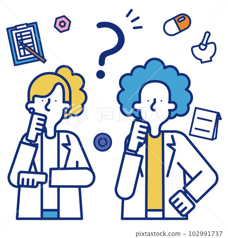 Illustration of a man and a woman in the medical profession 102991737