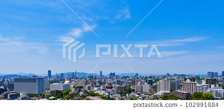 Panoramic View of Hakata City [ Cityscape of Fukuoka City , Kyushu ] 102991884
