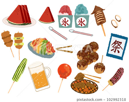 Summer food illustration set Summer food illustration set 102992318