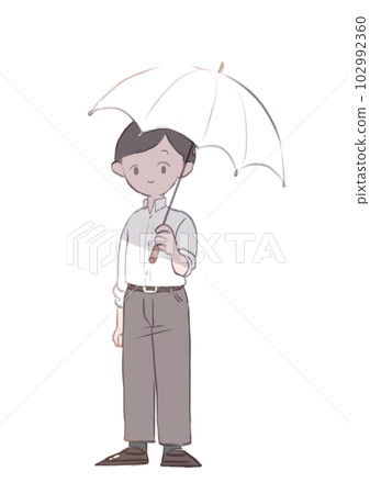 一個人與陽傘的插圖 102992360