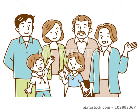 Three generations of friends, a family of six, who turned to us with a smile 102992367