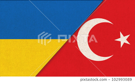 Flag of Ukraine and Turkey. Relationships of two countries. Friendship Flag of Ukraine and Turkey. Relationships of two countries. Friendship 102993089
