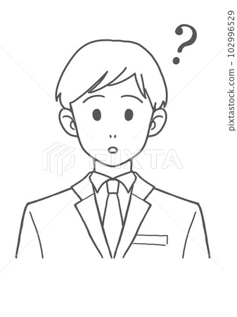A man who does not understand the suit (line drawing) 102996529